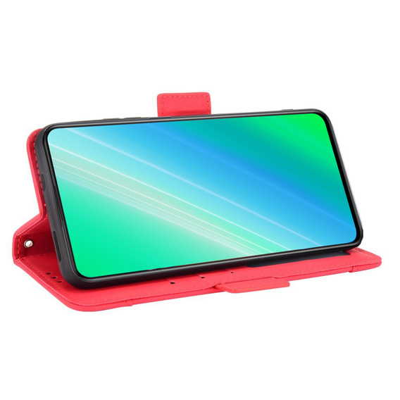 Калъф с капак за Xiaomi Redmi 12, Card Slot, червен