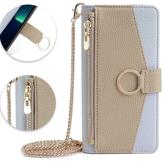 Калъфът с цип Wallet Zipper Pocket за Samsung Galaxy A05s, Wallet Zipper Pocket, с огледало, син