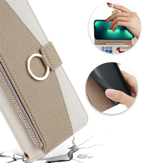 Калъфът с цип Wallet Zipper Pocket за Samsung Galaxy A53 5G, Wallet Zipper Pocket, с огледало, бял