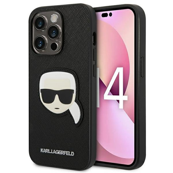 Калъфи Karl Lagerfeld за iPhone 14 Pro Max, Saffiano Karl's Head Patch, черен