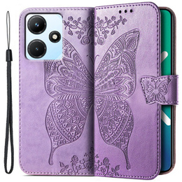 Калъф с капак за Infinix Hot 30i, Butterfly, лилав