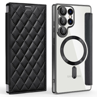 Калъф с капак за Samsung Galaxy S25 Ultra, RFID Rhombus Wallet MagSafe CamShield, черен