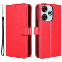 Калъф с капак за Xiaomi Redmi 13, Crazy Horse Wallet, червен