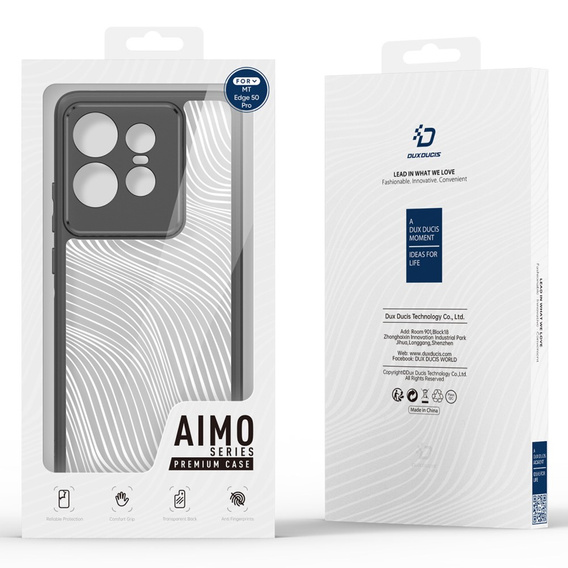 DuxDucis калъф за Motorola Edge 50 Pro 5G, Aimo Case, прозрачен / черен