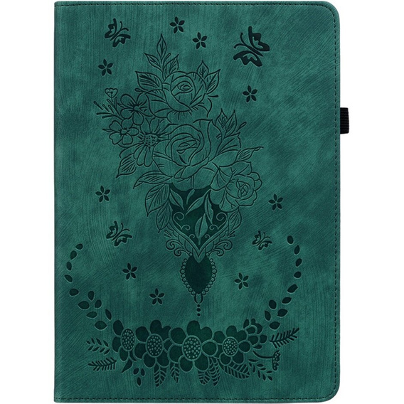 Калъф с капак за Lenovo Tab P12, flower, зелен