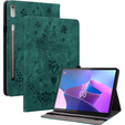 Калъф с капак за Lenovo Tab P12, flower, зелен