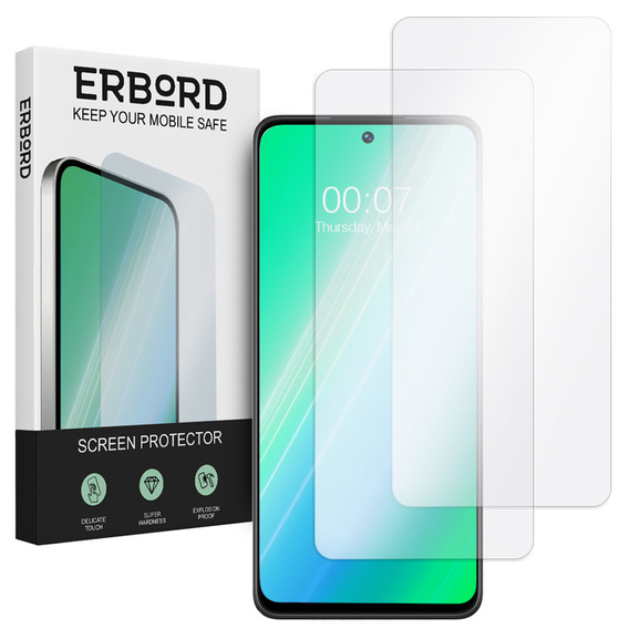 2x Закалено стъкло за Xiaomi POCO M6 Pro, ERBORD 9H Hard Glass на екрана