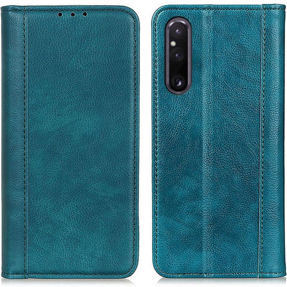 Калъфи за Sony Xperia 1 V, Wallet Litchi Leather, зелен