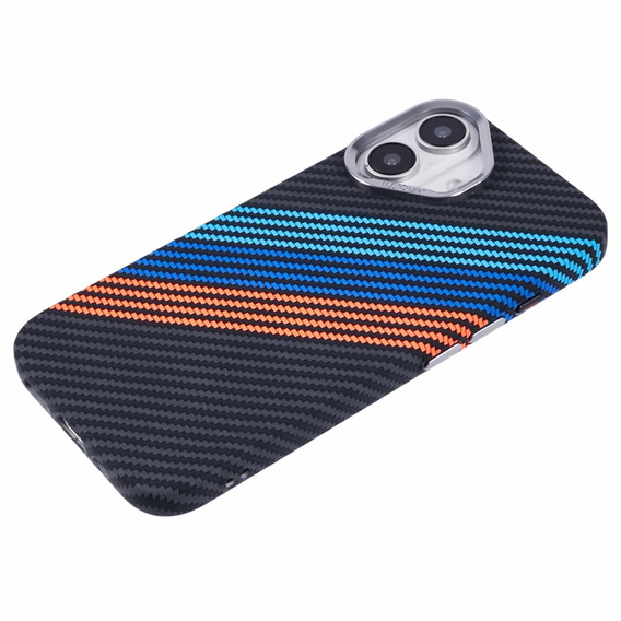 Калъфът за iPhone 16, Carbon Fiber MagSafe, тъмносин