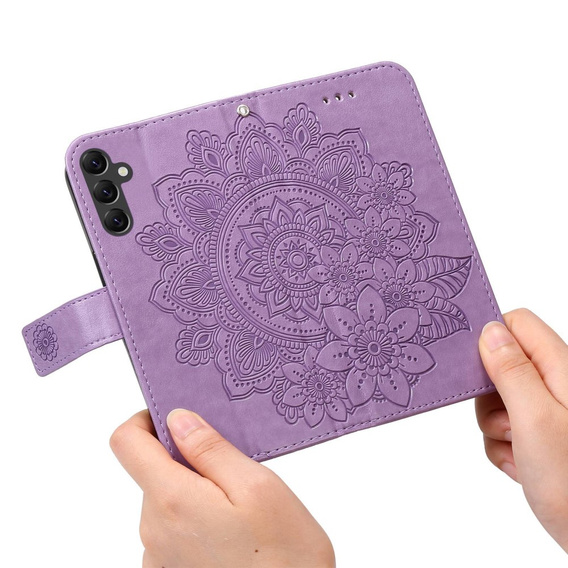 Калъф с капак за Samsung Galaxy A14 4G/5G, Mandala Flower, лилав