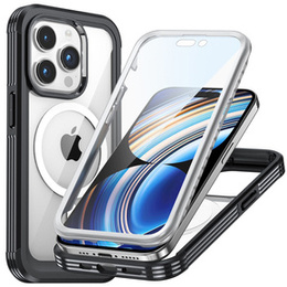 Калъфът за iPhone 15 Pro Max, Armoured Full Protect 360° към MagSafe, екранно стъкло, черен