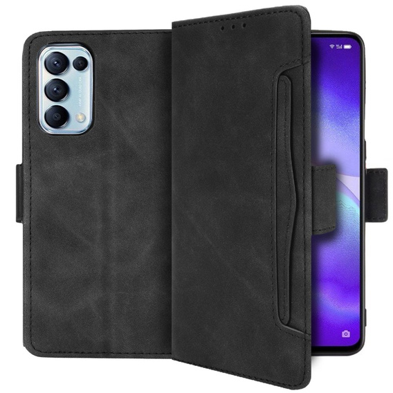 Калъф с капак за Oppo Reno 5 5G, Card Slot, черен