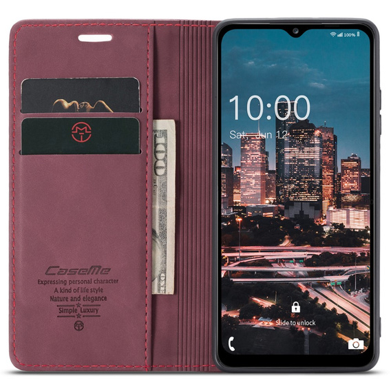 CASEME калъф за Samsung Galaxy A04S / A13 5G, Leather Wallet Case, червен