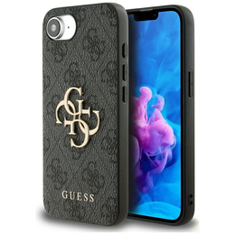 Калъфи GUESS за iPhone 16E, 4G Big Metal Logo, черен