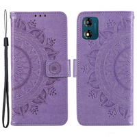Калъф с капак за Motorola Moto E13, Mandala Flower, лилав