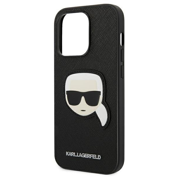 Калъфи Karl Lagerfeld за iPhone 14 Pro Max, Saffiano Karl's Head Patch, черен