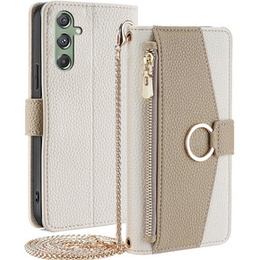 Калъфът с цип Wallet Zipper Pocket за Samsung Galaxy M34 5G, Wallet Zipper Pocket, с огледало, бял