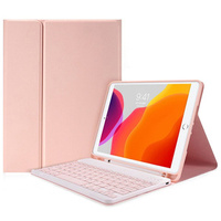 Калъф + клавиатура iPad 7/8/9 10.2 2021 / 2020 / 2019, Pen Slot, розов rose gold