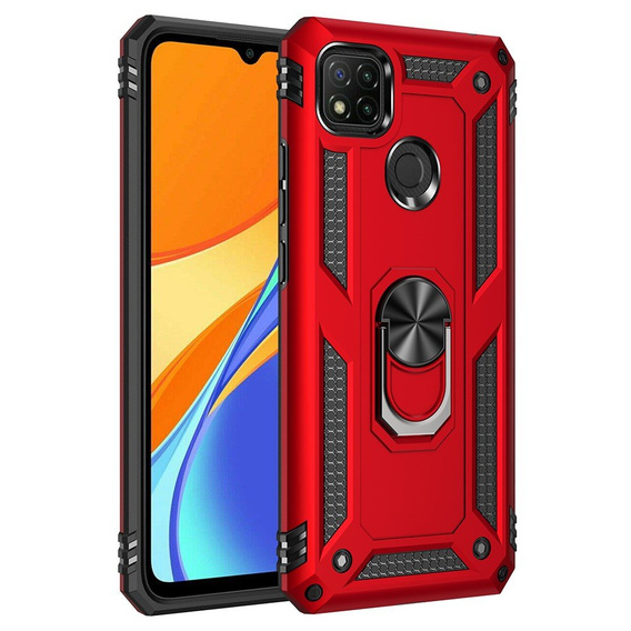 брониран калъф за Xiaomi Redmi 9C, Nox Case Ring, червен