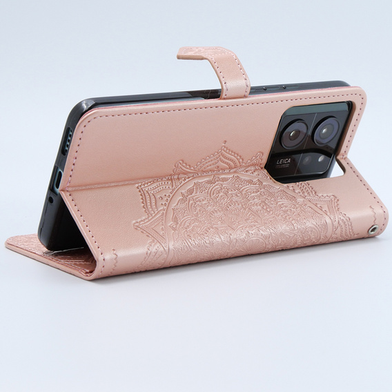 Калъф с капак за Xiaomi 13T / 13T Pro, Mandala, розов rose gold