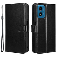 Калъф с капак за Motorola Moto G24 / G24 Power / G04, Crazy Horse Wallet, черен