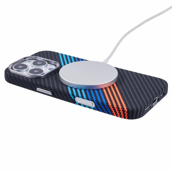 Калъфът за iPhone 16 Pro, Carbon Fiber MagSafe, тъмносин