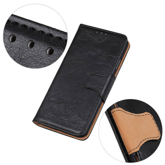 Калъф с капак за OnePlus Nord 2 5G, Split Leather Wallet, черен