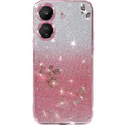 Калъф за Xiaomi Redmi 13C / Poco C65, Glitter Flower, розов rose gold