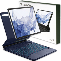 Калъф с клавиатура за Samsung Galaxy Tab S10+/ S9+/ S8+/ S7+/ S7 FE, Dexnor Magnetic Keyboard Touchpad, син