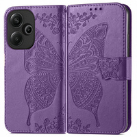 Калъф с капак за Xiaomi Redmi 13, Butterfly, лилав