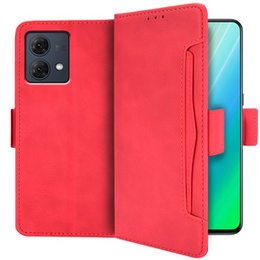 Калъф с капак за Motorola Moto G84 5G, Card Slot, червен