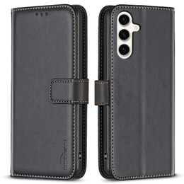 Калъф с капак за Samsung Galaxy S23 FE, BINFEN Wallet, черен + 9H стъкло