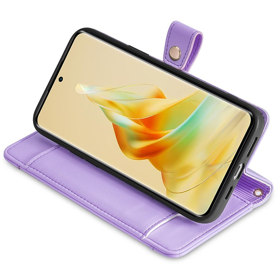 Калъф с капак за Oppo A78 4G, Wallet Zipper Pocket, лилав