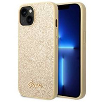 Калъфи GUESS за iPhone 14 Plus, Glitter Script Hardcase, златен