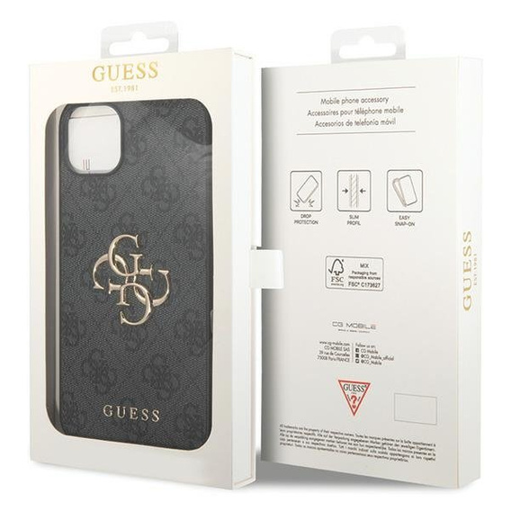 Калъфи GUESS за iPhone 15 Plus, 4G Big Metal Logo, сив