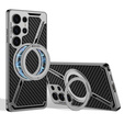 Калъф за Samsung Galaxy S25 Ultra, GKK Kickstand Ring, за MagSafe, carbon черен