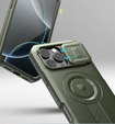 Брониран калъф за iPhone 16 Pro Max, Dexnor CamProtect MagSafe, зелен (Две рамки)