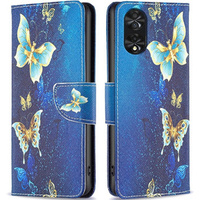 Калъф с капак за Infinix Hot 30, Wallet, butterfly, син