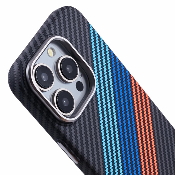 Калъфът за iPhone 15 Pro Max, Carbon Fiber MagSafe, тъмносин