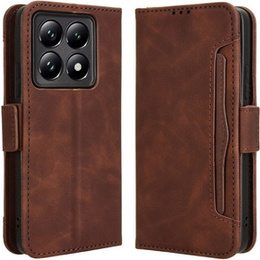 Калъф с капак за Xiaomi 14T, Card Slot, кафяв