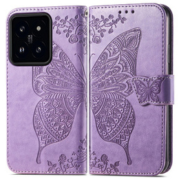 Калъф с капак за Xiaomi 14T, Butterfly, лилав