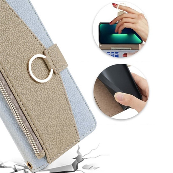 Калъфът с цип Wallet Zipper Pocket за Samsung Galaxy A05s, Wallet Zipper Pocket, с огледало, син