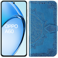 Калъф с капак за Oppo A60, Mandala, син