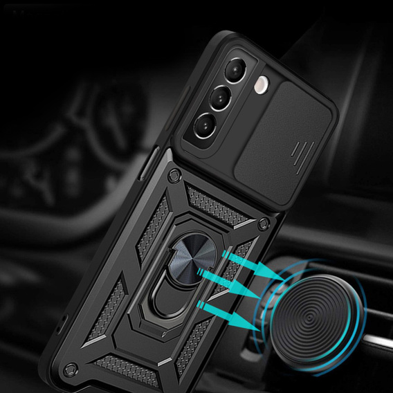 Брониран калъф за Samsung Galaxy S22 5G, CamShield Slide, черен
