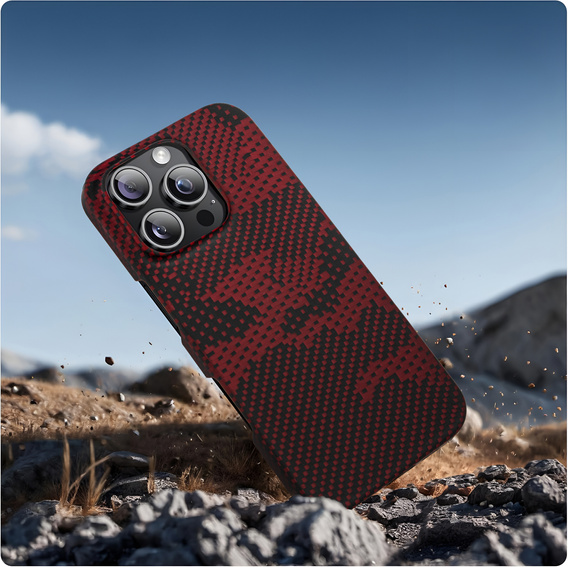 Калъфът iPhone 16 Pro Max, Aramid Fiber MagSafe, червен