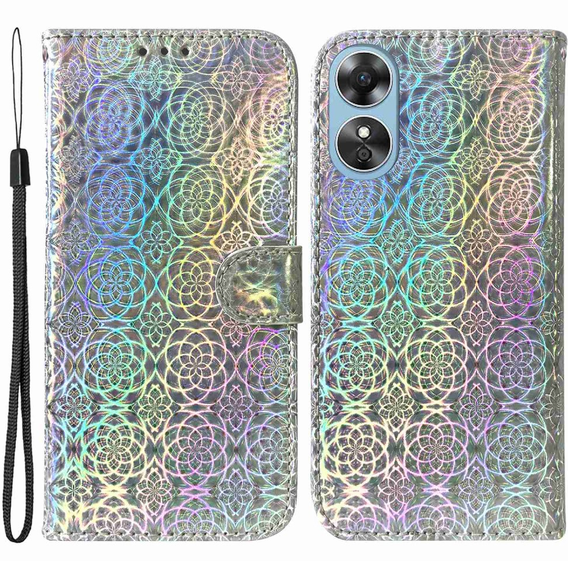 Калъф с капак за Oppo A17, Wallet mandala, сив