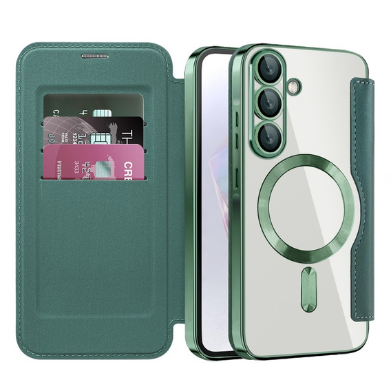 Калъф с капак за Samsung Galaxy A26, RFID Wallet MagSafe CamShield, зелен