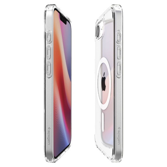 Калъфът MagSafe Spigen за iPhone 16E, Ultra Hybrid, прозрачен / бял + 9H закалено стъкло