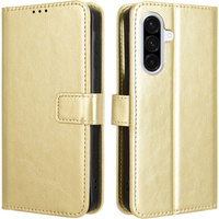 Калъф с капак за Samsung Galaxy A56, Crazy Horse Wallet, златен