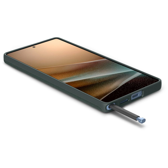 Калъфът Spigen за Samsung Galaxy S25 Ultra, Thin Fit Mag, зелен + 9H закалено стъкло